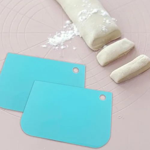 Vista 4 de 6 piezas de raspador de pastel decorando peine y glaseado más suave reutilizable pan crema pizza cortador azul