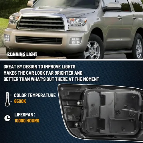Vista 3 de Luz de circulación diurna LED frontal con conmutación Switchback blanca/ámbar, función de señal de giro secuencial Compatible con kit de luz