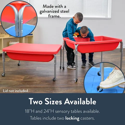 Vista 6 de Children's Factory Mesa sensorial mediana – 18″ de altura, caja de arena, mesa de agua para niños, rojo