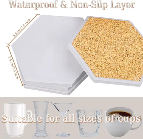 Vista 2 de Posavasos personalizados con cerámica, posavasos personalizados para tazas, personaliza tu imagen, texto y logotipo, posavasos antideslizantes