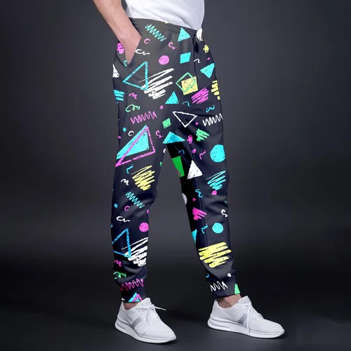 Vista 3 de VVGETE Disfraces de los años 80 para hombre, pantalones deportivos, pantalones casuales para correr con cordón, traje de los años 90 para hombre