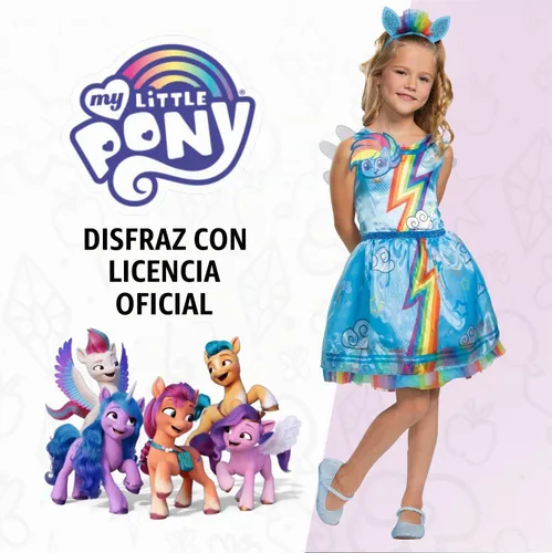 Vista 3 de Disguise Rainbow Dash - Disfraz de My Little Pony para niñas, traje de vestido de personaje infantil, talla clásica para niños, talla extra pequeña
