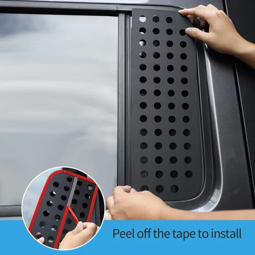 Vista 5 de Hoolcar Calcomanías para ventana de puerta trasera, cubierta de panel de vidrio de aleación de aluminio para Jeep Wrangler JL 2018-2021 y Unlimited