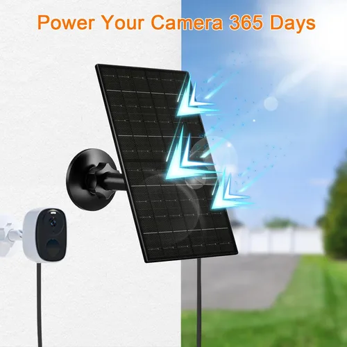 Vista 6 de FUTUREZEN Panel solar de 6 W para cámara de seguridad al aire libre, cargador solar USB/USB-C de 5 V compatible con cámaras de batería recargable