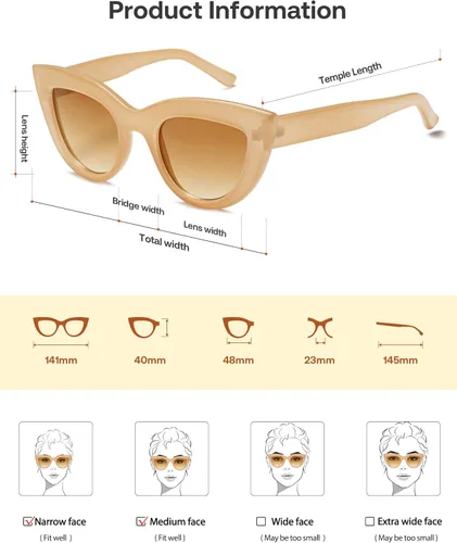Vista 27 de SOJOS Retro Small Vintage Cat Eye Sunglasses for Women Cute Fashion UV400 Sunnies SJ2939