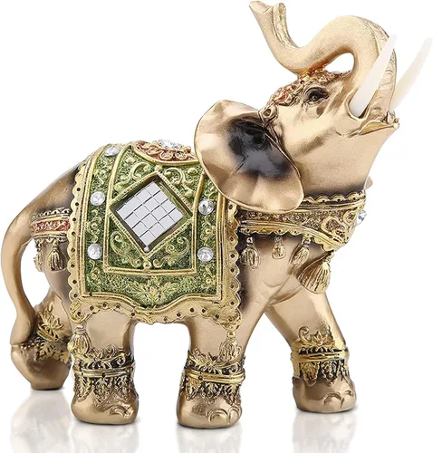 Vista 10 de Estatua de elefante de la suerte para decoración del hogar, tienda y recepción, elefante tailandés de la buena suerte Feng Shui, tres tamaños
