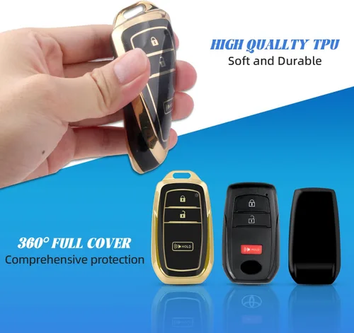 Vista 4 de Funda para llavero de Toyota con 3 botones (oro/negro)