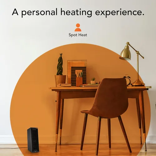 Vista 2 de Vornado Rise 12H (2025) - Calentador personal de torre para habitación pequeña, 2 ajustes de calor, seguridad avanzada, calefacción específica, 12
