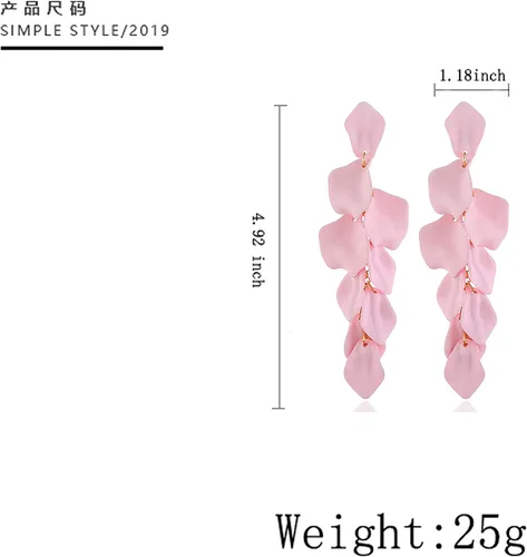 Vista 2 de Aretes largos colgantes de pétalos de rosas y flores de resina, colgantes con borla floral para mujeres y niñas, regalos de joyería elegantes