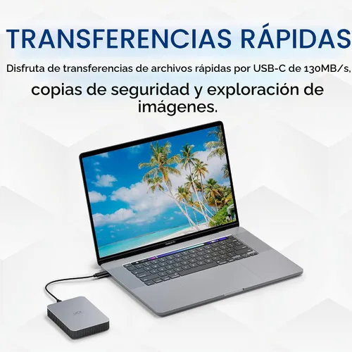 Vista 5 de LaCie Mobile Drive, disco duro externo portátil de 5TB - Plata Lunar, USB-C 3.2, para PC y Mac, reciclado post-consumo, con Adobe All Apps Plan