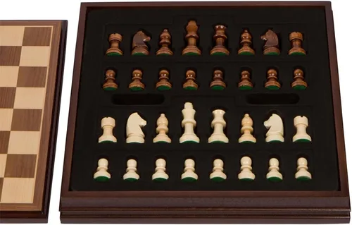 Vista 3 de Catherine - Juego de mesa de madera con incrustaciones de ajedrez con piezas de madera, juego grande de 15 x 15 pulgadas