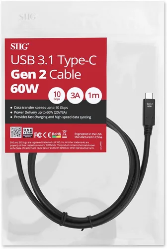 Vista 6 de SIIG Cable USB 3.1 Tipo-C Gen 2 4K60Hz 60W PD 10Gbps velocidad de transferencia, puerto Thunderbolt 3 certificado USB-IF compatible con MacBook Pro