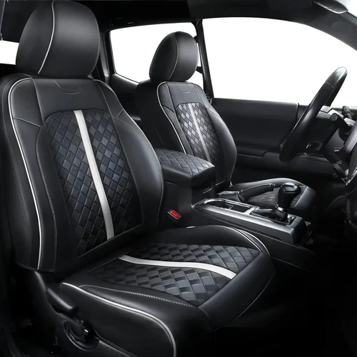 Vista 17 de Carlimeki Fundas de asiento personalizadas para Tacoma 2005 2006 2007 2008 2009 2010 2011 2012 2013 2014 2015 Crew Cab 2ª Gen Tacoma Base