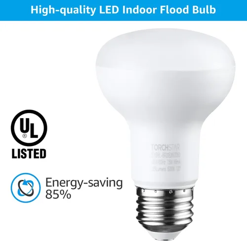 Vista 20 de TORCHSTAR Paquete de 8 bombillas LED BR20, luz de inundación para interiores R20, regulable, 7.5 W (50 W equivalente), UL y Energy Star, 3000 K