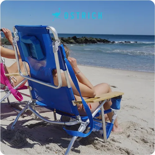Vista 8 de Ostrich 3N1 Silla reclinable ligera para césped, playa, reclinable con reposapiés, Muebles de exterior para patio, balcón, patio trasero o porche