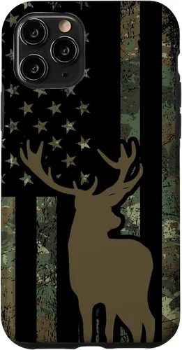 Vista 26 de Funda de camuflaje para iPhone 13 con diseño de alce y caza de bandera americana