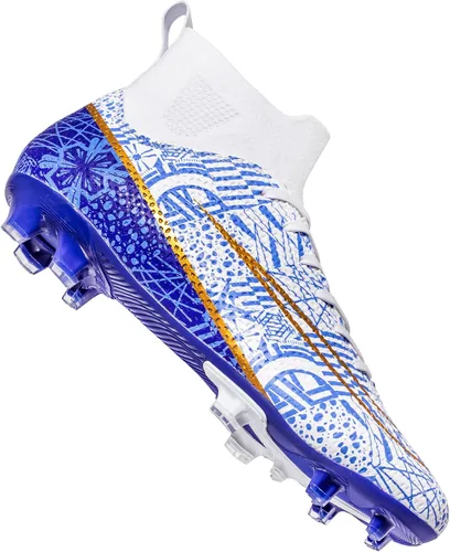 Vista 3 de Biayvisas Tacos de fútbol para hombre y mujer, zapatos de fútbol para interiores, botines altos TF FG, botas de fútbol anchas para entrenamiento