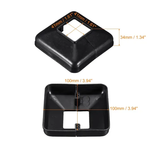 Vista 2 de uxcell Falda para poste, 4 piezas de 1.614 x 1.614 in/1.61 x 1.61 pulgadas, estilo dividido, cubierta de base de poste para valla, escalera