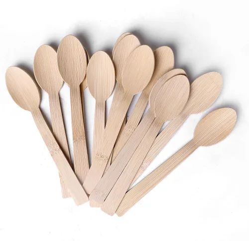 Vista 7 de Utensilios desechables de bambú, 200 cucharas de bambú para comer, 100% compostables, ecológicos, biodegradables, renovables, cubiertos naturales