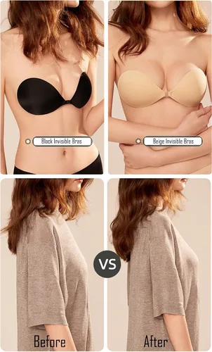 Vista 3 de VFanxi Invisible Sticky Bra, Reusable Silicone Adhesive Bra Backless Strapless Push Up Bra with Nipple Covers