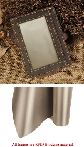 Vista 3 de Le'aokuu - Funda para tarjetas de crédito con imán y clip de piel auténtica