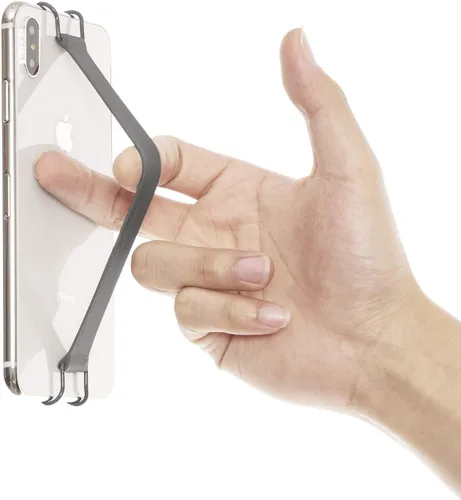 Vista 6 de TFY Soporte de correa de mano de silicona de seguridad para teléfonos inteligentes Gris