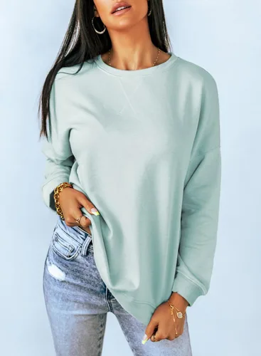 Vista 3 de Dokotoo Women's Casual Crew Neck Sweatshirt Loose Long Sleeve Pullover Tops Jade (Moonlight Jade)