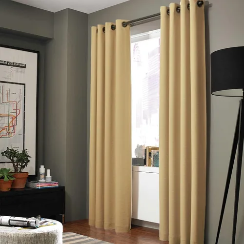 Vista 14 de Gorgeous Home - Panel de cortina de ventana de lino K92 de 1 pieza, liso, con ojales de bronce, 3 capas de forro de espuma, 100% térmica