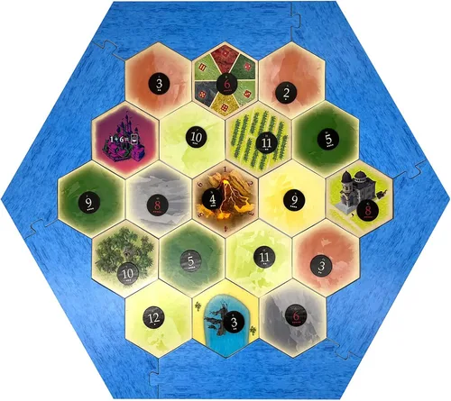 Vista 5 de Pieza de Juego Hexagonal de Escenario de Volcán compatible con Los Colonos de Catán, Mareantes y Expansiones de Catán (1 Paquete)