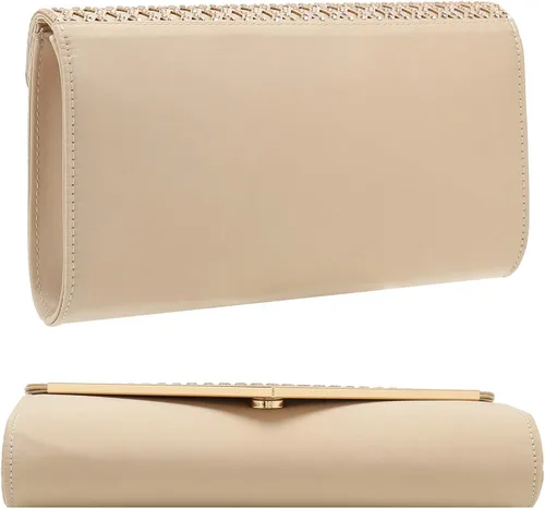 Vista 5 de Charming Tailor Elegante satén embrague brillante diamantes de imitación corte láser solapa cartera de baile