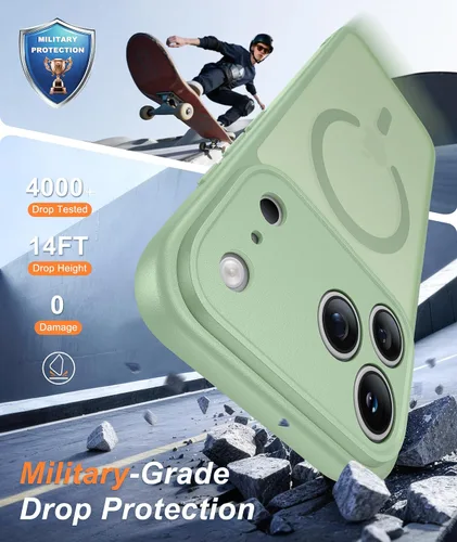 Vista 1030 de FNTCASE Funda para iPhone 17 Pro: Fundas delgadas translúcidas de color azul claro compatibles con MagSafe, protección completa de la cámara