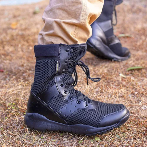 Vista 6 de WWOODTOMLINSON Men's LD Lightweight Combat Boots MicrofiberSuede Leather Military Tactical Boots