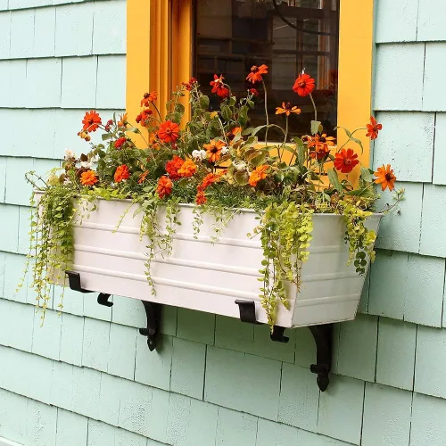 Vista 5 de Achla Designs Pergaminos de hierro forjado Ventana Soporte de caja de flores