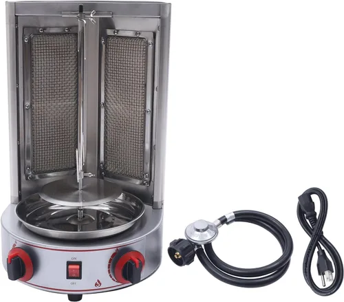 Vista 7 de Shawarma Machine 1600W 110V Máquina eléctrica de asador vertical Doner de gas Kebab Máquina de asador vertical con 2 quemadores (Stock de EE. UU.)