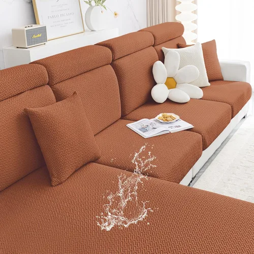 Vista 16 de Smiry - Fundas impermeables para cojines de sofá, fundas de cojín elásticas de jacquard gruesas para sofá, protector de muebles elástico lavable