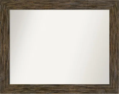 Vista 48 de Amanti Art Espejo personalizado, espejo de baño marrón Fencepost, espejo de pared o espejo de tocador de baño sobre el fregadero (27 x 27 pulgadas)
