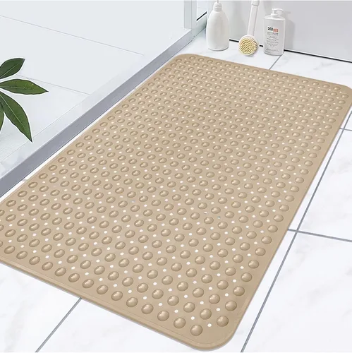 Vista 8 de Yonala - Tapete de ducha extra grande, antideslizante de 47.2 x 31.5 pulgadas para ducha interior con orificio de drenaje y ventosas, tapete