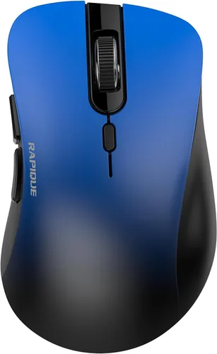 Vista 10 de RAPIQUE Ratón inalámbrico Bluetooth, Bluetooth dual y receptor USB 2.4G, clics silenciosos, mouse ergonómico de 6 botones para mano derecha, DPI