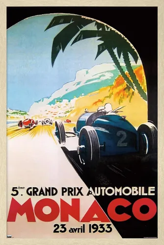 Vista 7 de Trends International Grandprix Automobile Monaco 1933 - Póster de pared Versión enmarcada Barnwood