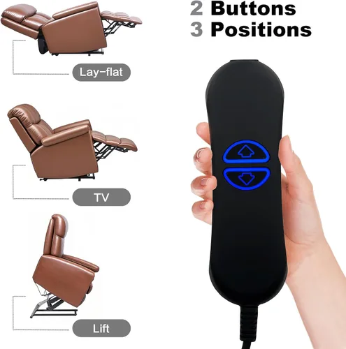 Vista 3 de Control remoto de control manual de 2 botones y 5 pines con USB y retroiluminación para sillas elevadoras reclinables eléctricas
