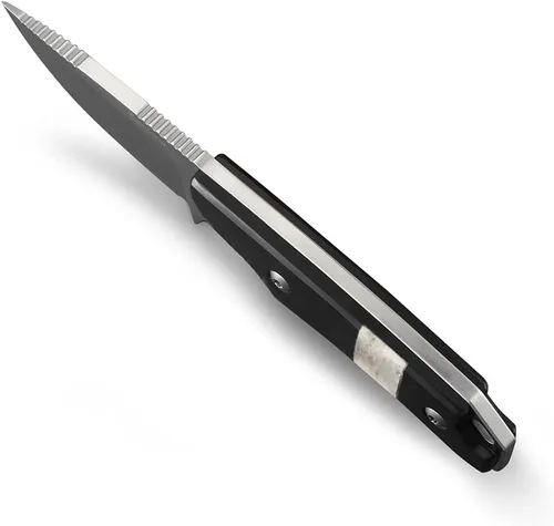 Vista 4 de Cool Hand Cuchillo de transporte horizontal de 5.98 pulgadas, cuchillos de caza de supervivencia compactos de espiga completa, funda de cuero
