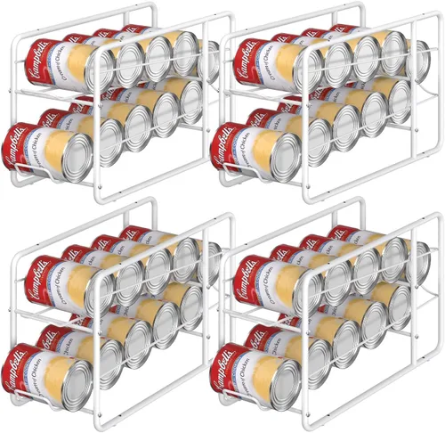 Vista 10 de MOOACE Paquete de 4 Estantes Dispensadores de Latas, Organizador Soporte Apilable de Almacenamiento de Latas para Alimentos Enlatados Gabinete