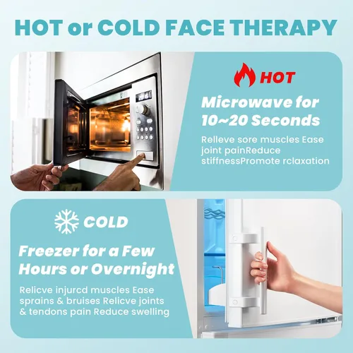 Vista 5 de RelaxCoo Máscara de hielo para cara y ojos para ojeras e hinchazón, compresa fría y caliente, paquete de mascarilla facial de gel frío refrescante