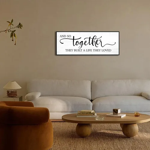 Vista 6 de Letrero de pared «And So Together They Built A Life They Loved»: Arte de pared de dormitorio principal de estilo rústico, letrero de dormitorio
