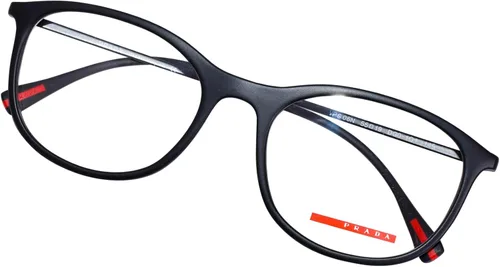 Vista 5 de Prada Linea Rossa Clear Demo - Gafas redondas para hombre PS 06NV DG01O1 55, Caucho negro