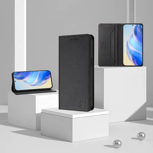 Vista 3 de Funda compatible con Realme P1 5G, compatible con Realme 12 4G / 12 Plus 5G / 13 4G Funda magnética con tapa negra