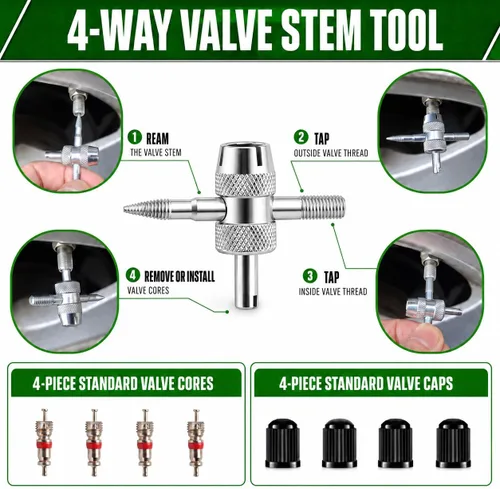 Vista 6 de HolaKit Kit de tapones para neumáticos, kit de reparación de neumáticos compacto de 22 piezas con tapones de goma, mango en T mejorado, herramienta