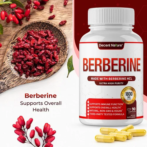 Vista 7 de Suplemento de berberina de 1800 mg – Berberina HCl de primera calidad 97% de alta pureza, apoya el sistema inmunológico, clorhidrato y extracto