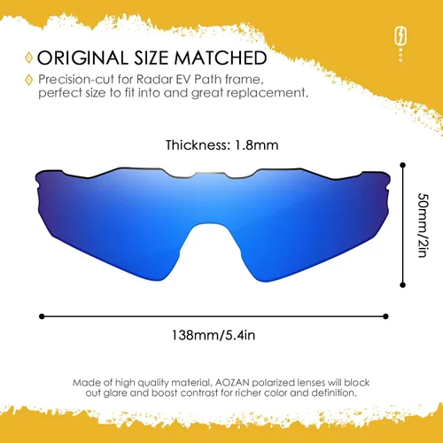 Vista 2 de ANSI Z87.1 - Lente de repuesto compatible con gafas de sol Oakley Radar EV Path OO9208