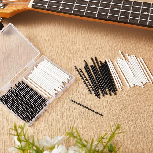 Vista 7 de 100 piezas de diapasón de guitarra, diapasón, punto lateral, instrumento musical, incrustaciones, puntos para bajo, 1.969 x 0.079 in, marcadores